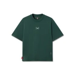 1026. Herringbone Terry Oversized Cinch Tee - Forest Green