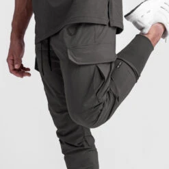 0437. Tetra-Lite® Cargo High Rib Jogger - Space Grey -Fashion Shop 0437Jogger Grey Stretch