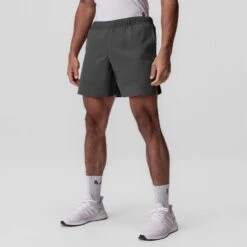 0737. Ripstop 6" Perforated Short - Space Grey -Fashion Shop 0737 SpaceGrey RipstopPerforatedShorts
