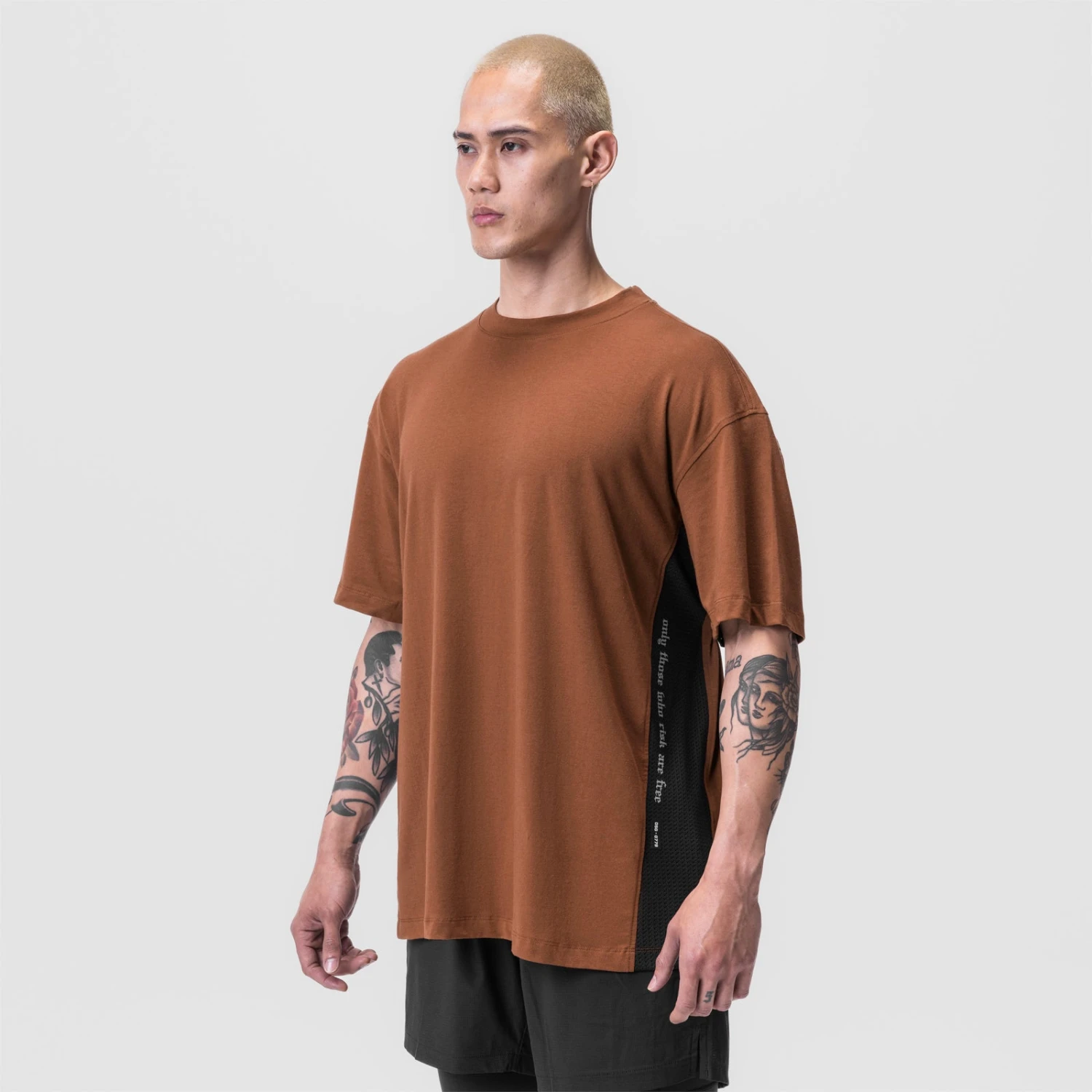 0779. Supima® Mesh Panel Oversized Tee - Rust 4 0779. Supima® Mesh Panel Oversized Tee - Rust - Image 2