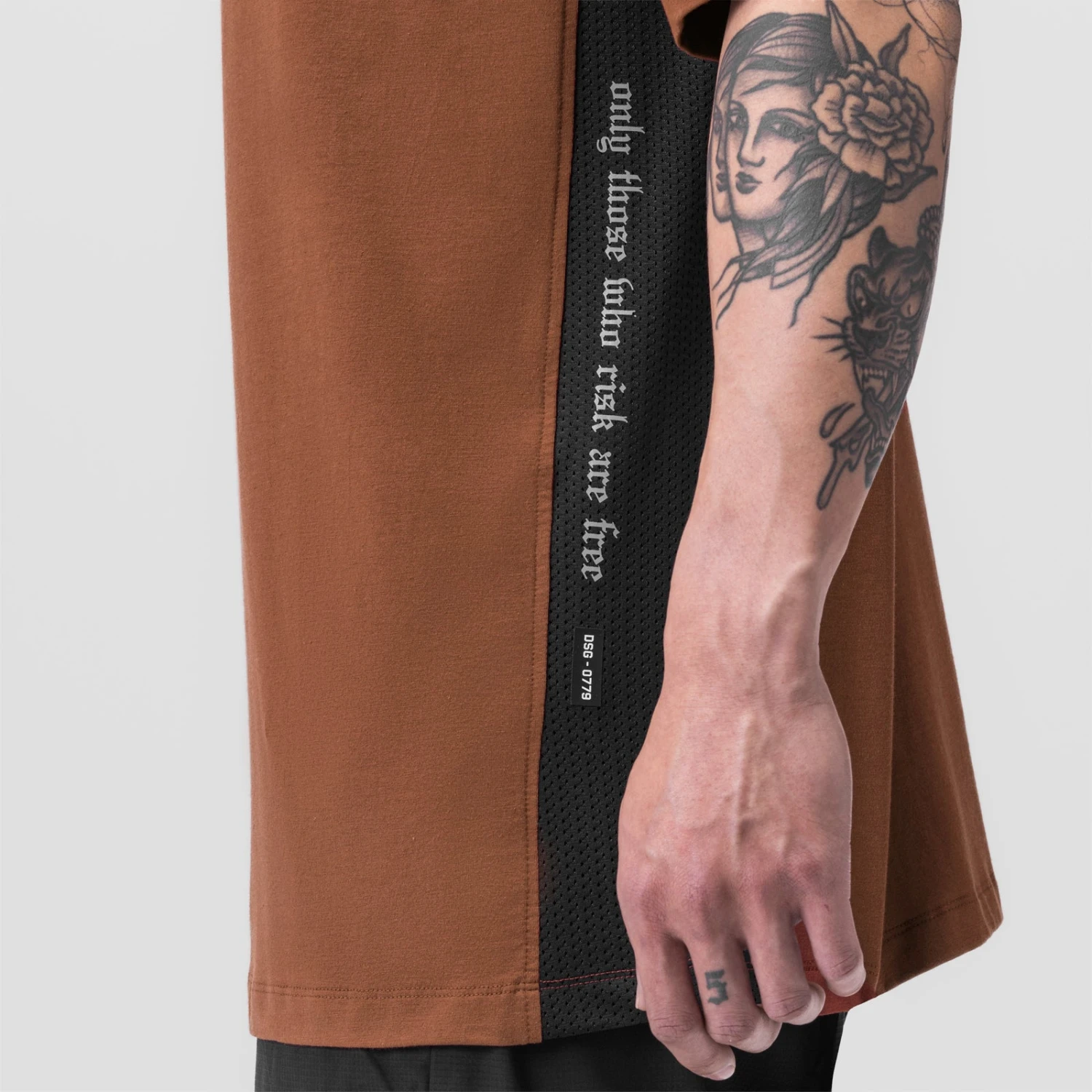 0779. Supima® Mesh Panel Oversized Tee - Rust 6 0779. Supima® Mesh Panel Oversized Tee - Rust - Image 4