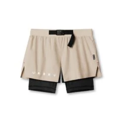 0786. Ripstop 3" Belt Pack Short - Beige/Black