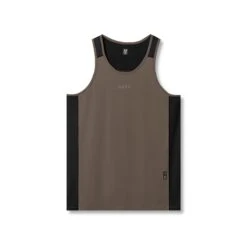 0809. Supima® Mesh Panel Training Singlet - Deep Taupe