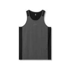 0809. Supima® Mesh Panel Training Singlet - Space Grey