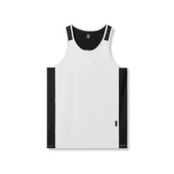 0809. Supima® Mesh Panel Training Singlet - White