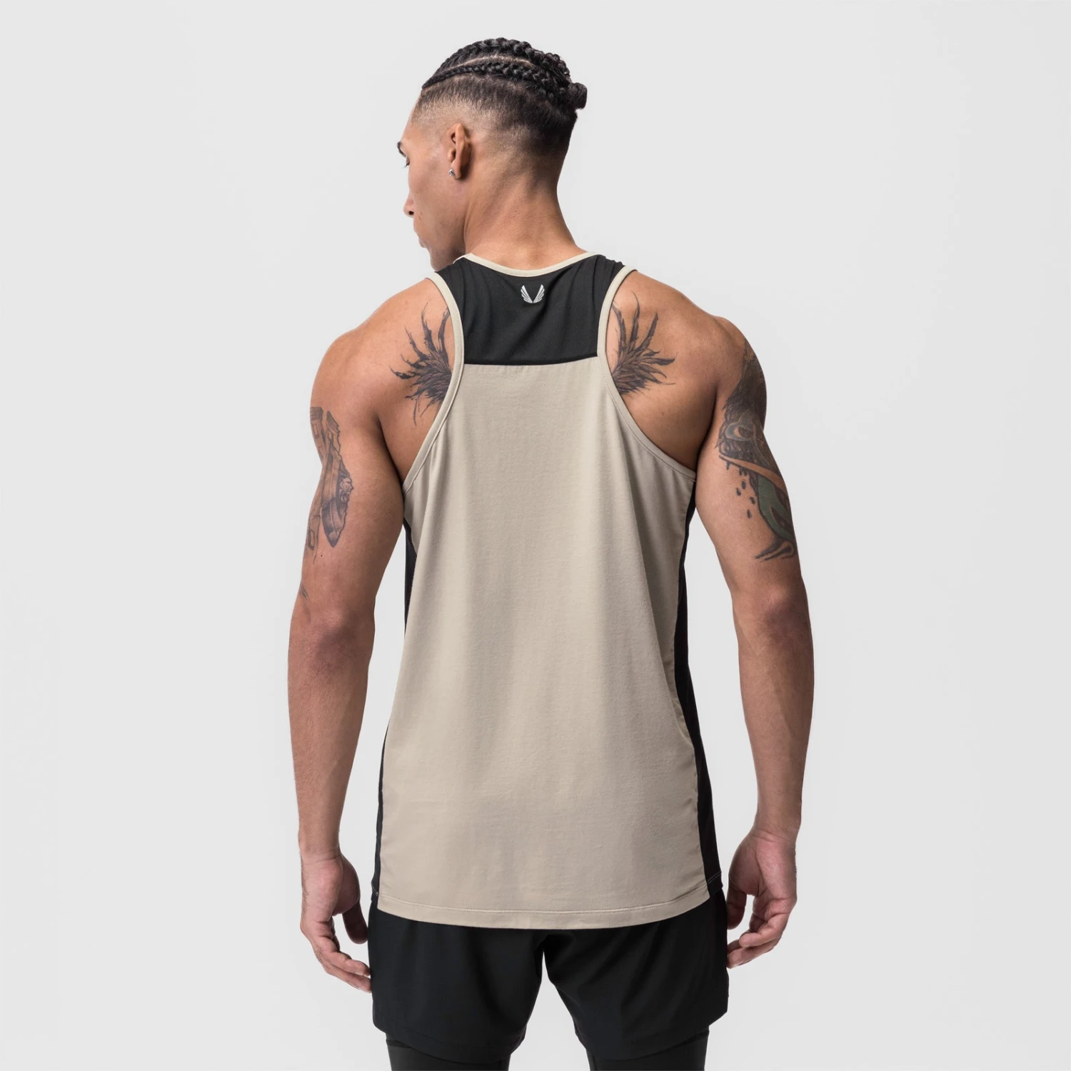 0809. Supima® Mesh Panel Training Singlet - Sand Smoke 5 0809. Supima® Mesh Panel Training Singlet - Sand Smoke - Image 3