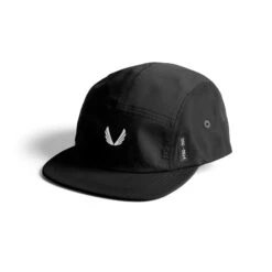 0814. 5-Panel Run Cap - Black/White "Wings"