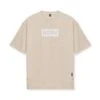 0822. AeroSilver® Oversized Tee - Beige "Box Logo" -Fashion Shop 0822 BEIGE SilverliteOversizedTee