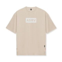 0822. AeroSilver® Oversized Tee - Beige "Box Logo"