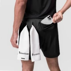 0823. Tetra-Lite® 7" Linerless Short - Black "Bracket" -Fashion Shop 0823 BLACK 7 Shorts 1