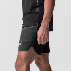 0823. Tetra-Lite® 7" Linerless Short - Black "Bracket" -Fashion Shop 0823 BLACK 7 Shorts 2