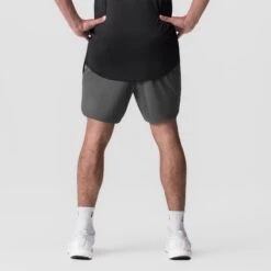 0823. Tetra-Lite® 7" Linerless Short - Raven "Wings" -Fashion Shop 0823 RAVEN Wings 7 Shorts 1