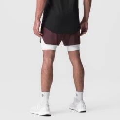 0828. AeroSilver® 5" Liner Short - Plum "Wings"/White -Fashion Shop 0828 PLUM Wings Shorts 1