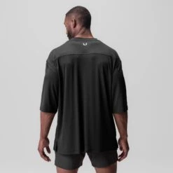 0841. 3D-Lite® 2.0 3/4-Sleeve Oversized Tee - Black "OTWR" -Fashion Shop 0841 BLACK 3 4SLEEVE 1