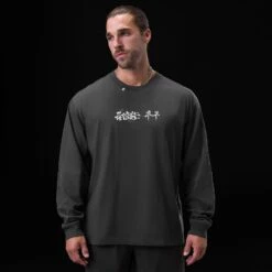 0851. Tech Essential™ Relaxed Long Sleeve - Space Grey "Brush Stroke" -Fashion Shop 0851 SPACEGREY KoreanBrushstroke LongSleeve