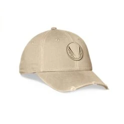 0856. Distressed Patch Logo Hat - Khaki/Khaki "Wings"