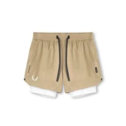 0865. Tetra-Lite® 5" Liner Short - Khaki/ White / White "Wings"