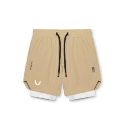 0866. Tetra-Lite® 7" Liner Short - Khaki/ White / White "Wings"
