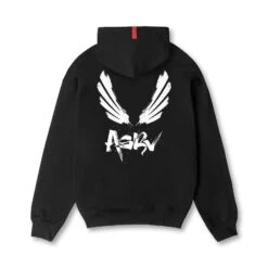 0874. Tech-Terry™ Zip Pocket Hoodie - Black "Brush Wings/ASRV"
