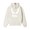 0874. Tech-Terry™ Zip Pocket Hoodie - Stone/White "Brush Wings/ASRV"