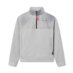 0903. Tech-Terry™ Paneled Quarter Zip - Heather Grey "Wave Dye"