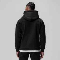 0905. Tech-Terry™ Weather-Ready Training Hoodie - Black "ASRV" -Fashion Shop 0905 Black TrainingHoodie 5