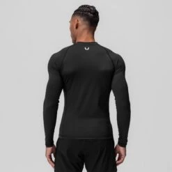 0908. WarpFlexx™ Compression Mock Neck Long Sleeve - Black "Space Bracket" -Fashion Shop 0908 Black Mockneck LS 3