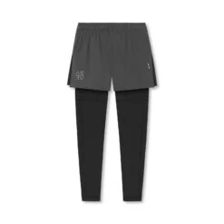 0911. Tetra-Lite® 2-in-1 High Split Legging Short - Space Grey "Cyber"/Black