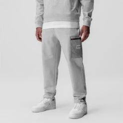 0914. Tech-Terry™ Paneled Cinch Cargo Jogger - Heather Grey/Wave-dye -Fashion Shop 0914 HeatherGrey CinchCargoPant 2