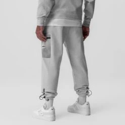 0914. Tech-Terry™ Paneled Cinch Cargo Jogger - Heather Grey/Wave-dye -Fashion Shop 0914 HeatherGrey CinchCargoPant