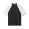0946. Waffle Knit Oversized Tee - Black/White