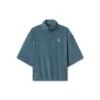 1057. Towel Terry Quarter Zip Oversized Tee - Storm -Fashion Shop 1057 STORM