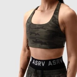 W039. Lycra® Hybrid Sports Bra - Dark Camo