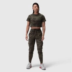 W018. AeroSilver® Cropped Tee - Dark Camo