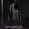 0874. Tech-Terry™ Zip Pocket Hoodie - Black "Outline" -Fashion Shop 7M3A7236
