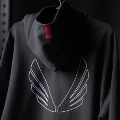 0874. Tech-Terry™ Zip Pocket Hoodie - Black "Outline" -Fashion Shop 7M3A7237