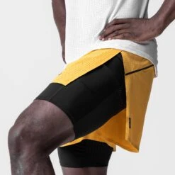 0951. Aerotex™ 4" High Split Liner Short - Amber -Fashion Shop AMBER HiSplitLinerShort3