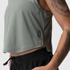 ASRV X Equinox AeroSilver® Cropped Training Tank - Sage -Fashion Shop Aerosilver Tank Sage Detail