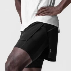 0951. Aerotex™ 4" High Split Liner Short - Black/Black -Fashion Shop BLACK GREY HiSplitLinerShort2