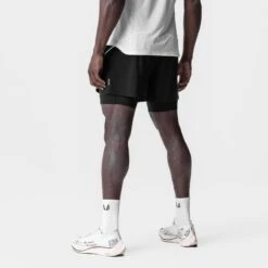 0951. Aerotex™ 4" High Split Liner Short - Black/White -Fashion Shop BLACK WHITE HiSplitLinerShort1