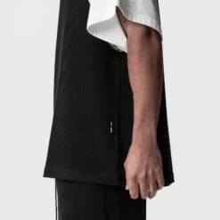 0946. Waffle Knit Oversized Tee - Black/White -Fashion Shop BLACK WHITE WaffleKnitTee3