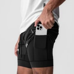 0828. AeroSilver® 5" Liner Short - Black "Bracket"/Black -Fashion Shop BLACK BRACKETS LinerShorts2