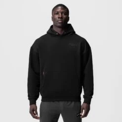 0874. Tech-Terry™ Zip Pocket Hoodie - Black/Black "Brush Wings/ASRV" -Fashion Shop BLACK Black WingsHoodie