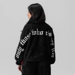 1007. Women's Sherpa Recovery 1/2 Zip - Black/White -Fashion Shop BLACK HalfZip Wmns SherpaHoodie1