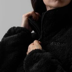 1007. Women's Sherpa Recovery 1/2 Zip - Black/White -Fashion Shop BLACK HalfZip Wmns SherpaHoodie2