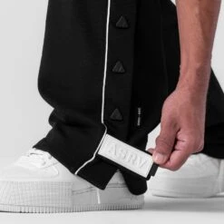 0998. Herringbone Terry Snap Button Sweats - Black -Fashion Shop BLACK Herringbone SnapSweats2