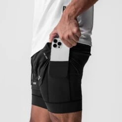 0828. AeroSilver® 5" Liner Short - Black "RP"/Black -Fashion Shop BLACK RP LinerShorts2