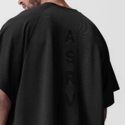 0946. Waffle Knit Oversized Tee - Black/Black -Fashion Shop BLACK WaffleKnitTee2 1