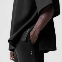 0945. Micro-Terry Warm-Up Tee - Black -Fashion Shop BLACK WarmUpTee4