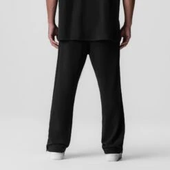 0957. Waffle Knit Relaxed Sweatpant - Black/Black -Fashion Shop Black Black WaffleKnitSweatpants1